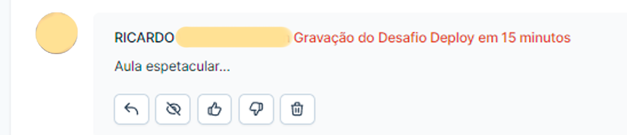 Depoimento de aluno enviado